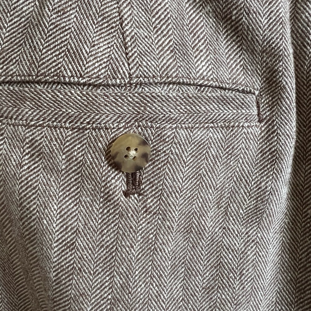 J. Jill Linen & Cotton Herringbone Pants Trousers In Coffee - Picture 3 of 10